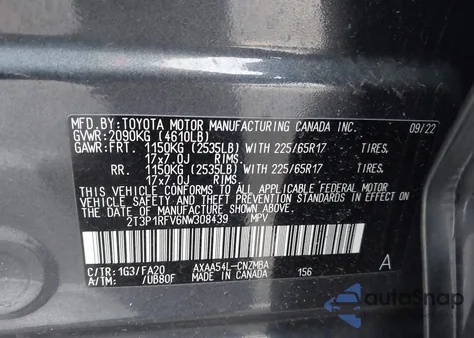 2022 Toyota Rav4 Xle z USA, uszkodzony, nr VIN 2T3P1RFV6NW308439